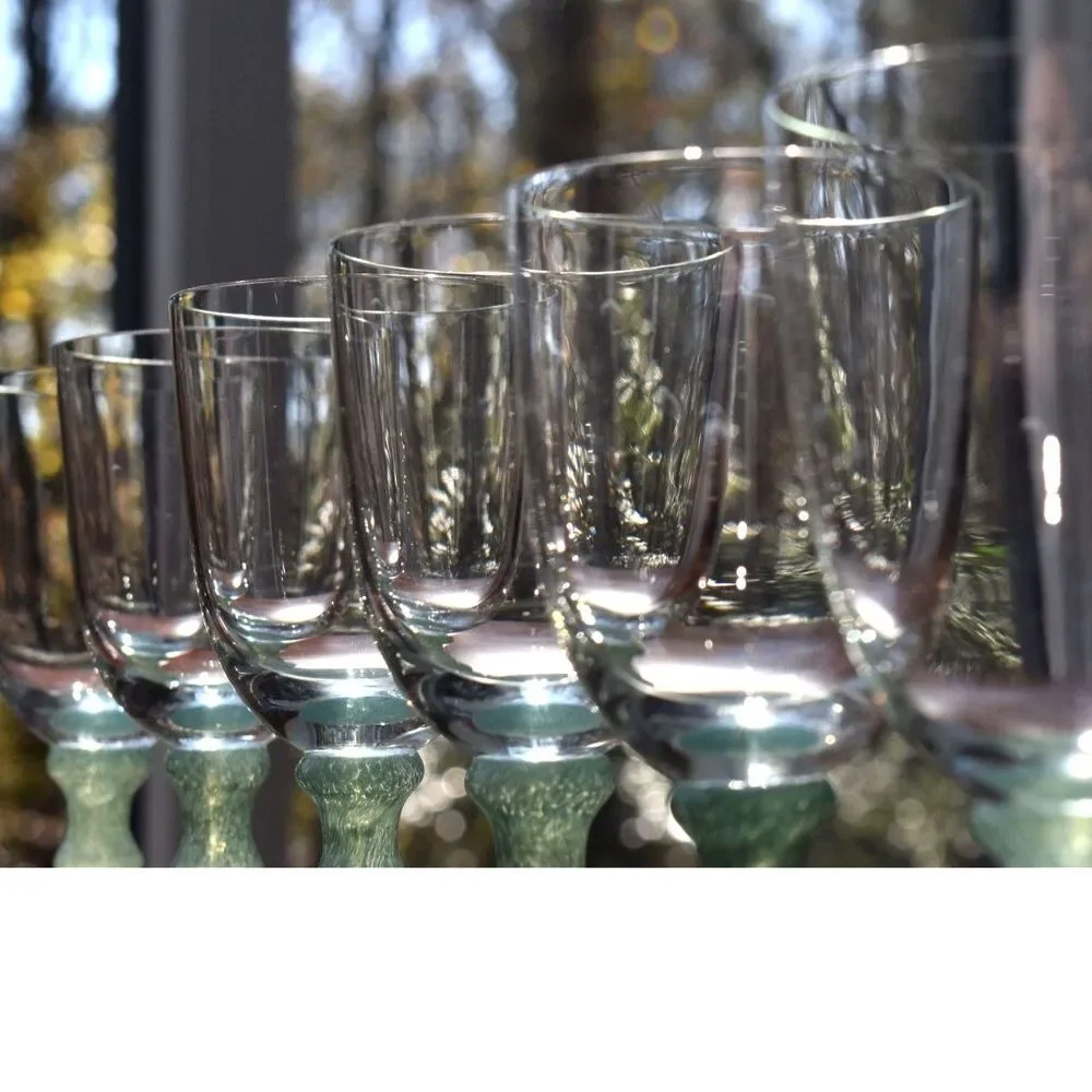Set of 6 Villeroy & Boch Isabelle Green (Dark Jade) Claret Wine Glasses